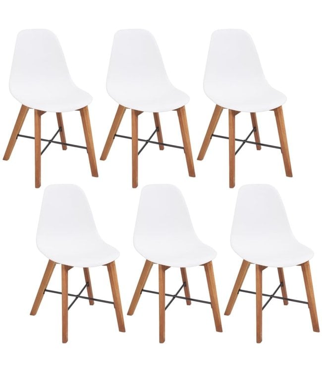 Eetkamerset massief acaciahout 7-delig wit