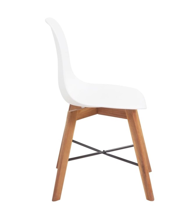 Eetkamerset massief acaciahout 7-delig wit