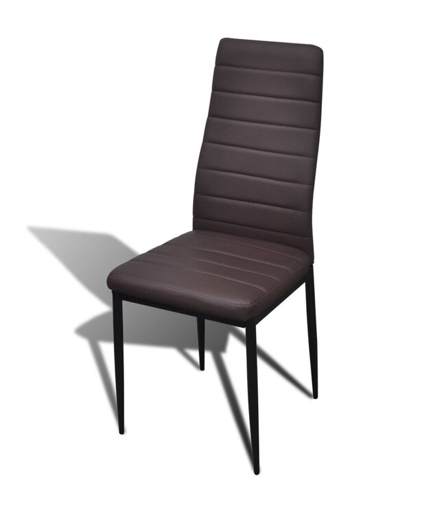 Eetkamerset 6 bruine slim line stoelen en 1 glazen tafel