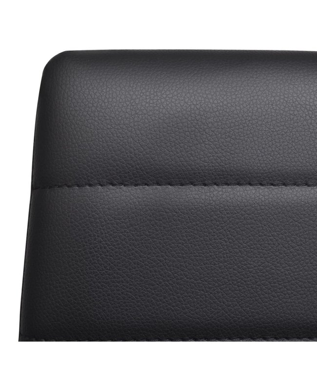 Eetkamerset 6 zwarte slim line stoelen en 1 glazen tafel
