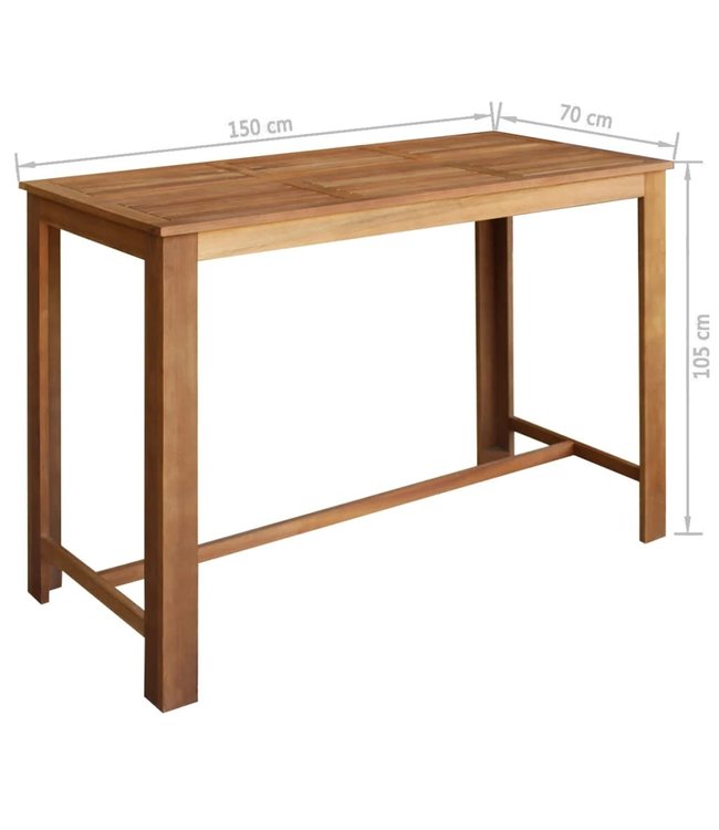 Bartafel- en stoelenset massief acaciahout 7-delig