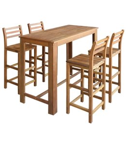Bartafel- en stoelenset massief acaciahout 5-delig