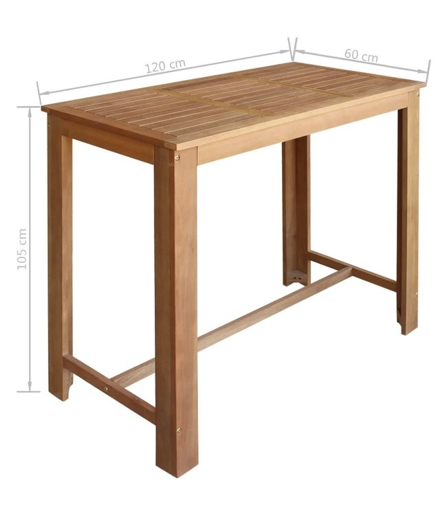 Bartafel- en stoelenset massief acaciahout 5-delig