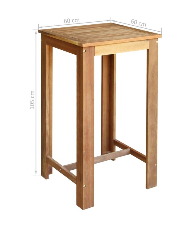 Bartafel- en krukkenset massief acaciahout 3-delig