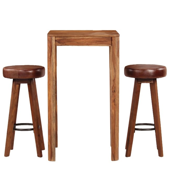 Barset 3-delig massief sheeshamhout en echt leer