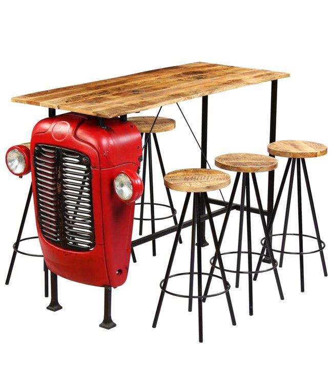 Barset 150x60x107 cm massief mangohout 7-delig