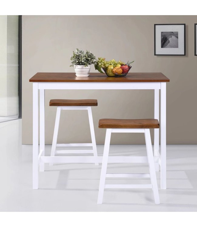 Bartafel- en krukkenset massief hout 3-delig