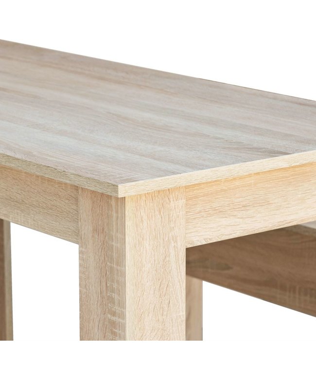 Eettafel en banken spaanplaat eikenkleur 3 st