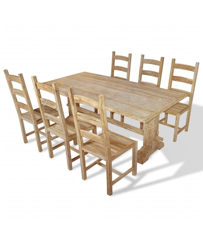 Eetkamerset massief teakhout 7-delig