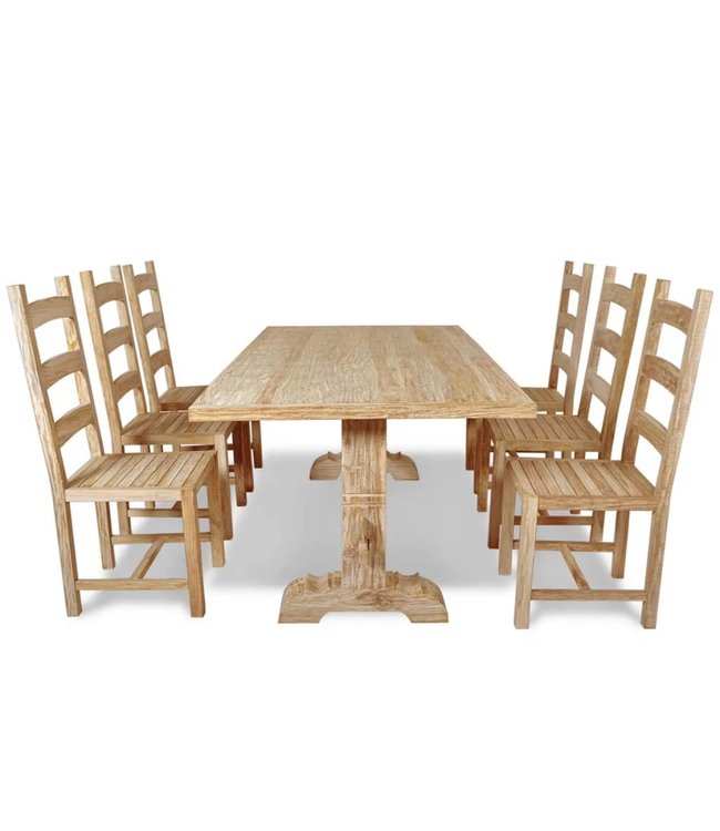 Eetkamerset massief teakhout 7-delig