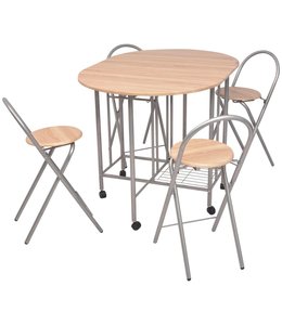 Eetkamerset opvouwbaar 5-dlg MDF