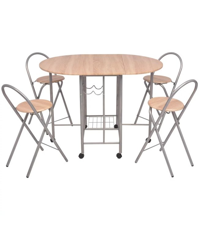 Eetkamerset opvouwbaar 5-dlg MDF