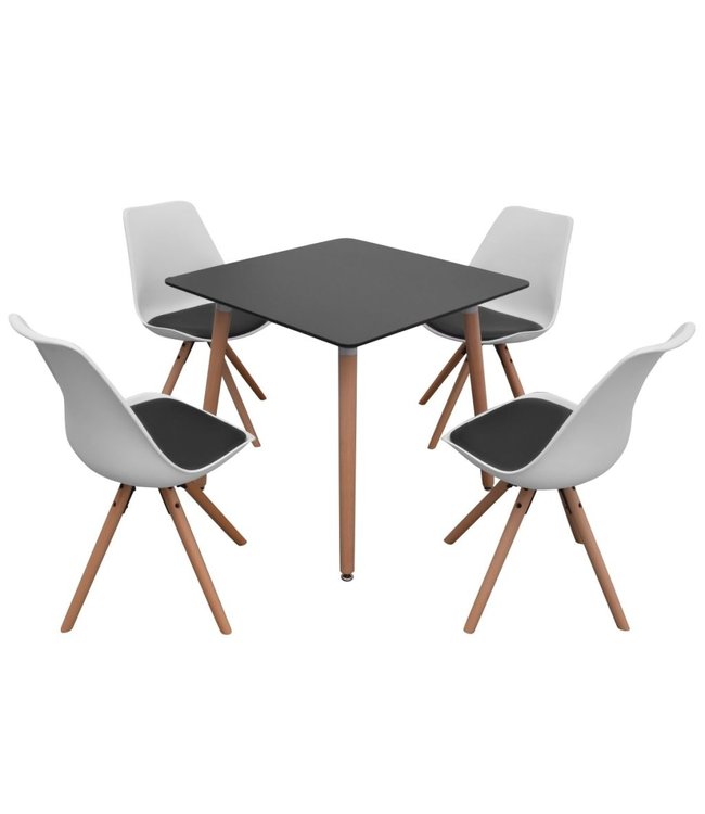 Eetkamerset 5-delig zwart en wit