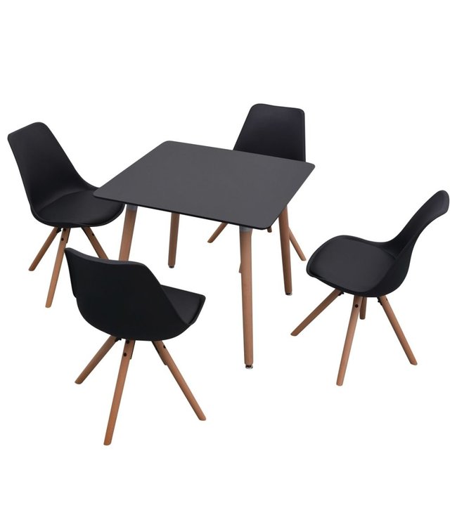 Eetkamerset 5-delig zwart