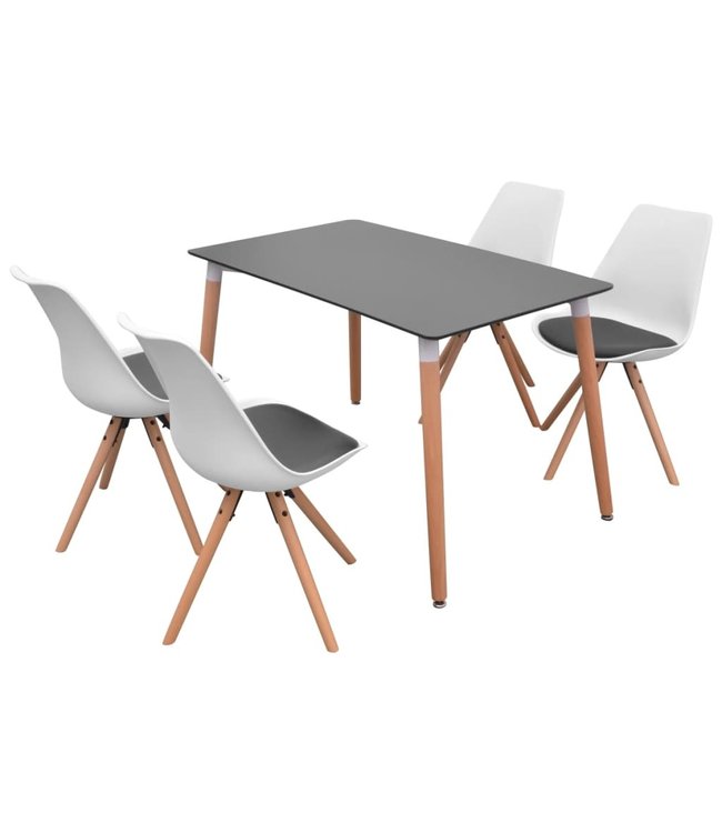 Eetkamerset 5-delig zwart en wit