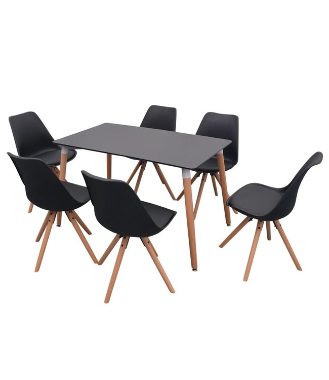 Eetkamerset 7-delig zwart