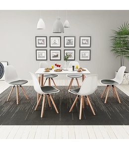 Eetkamerset 7-delig wit en zwart