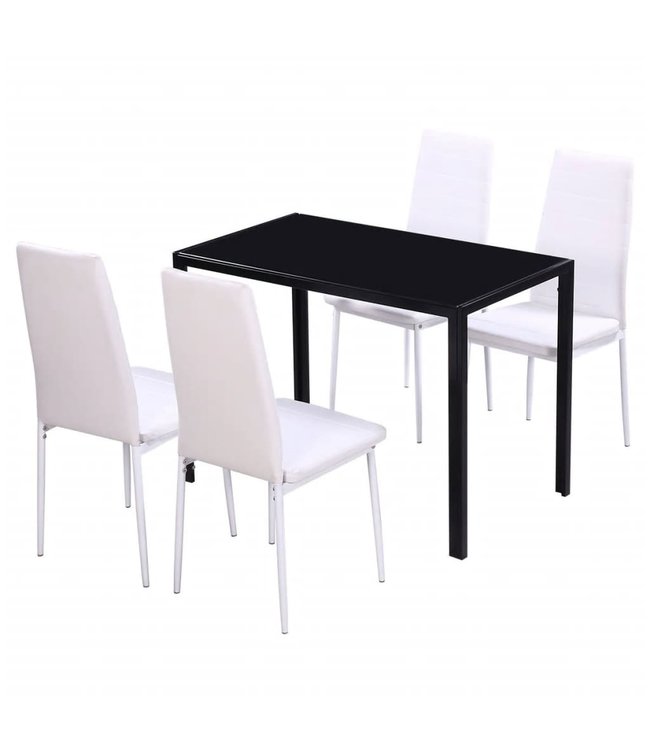 Eetkamerset 5-delig zwart en wit