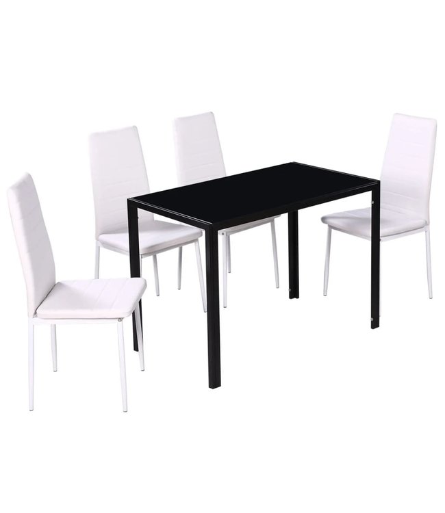 Eetkamerset 5-delig zwart en wit