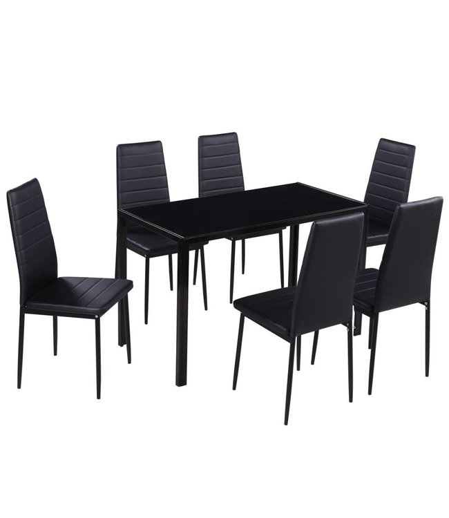 Eetkamerset 7-delig zwart