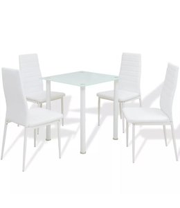 Eettafel en stoelenset 5-delig wit