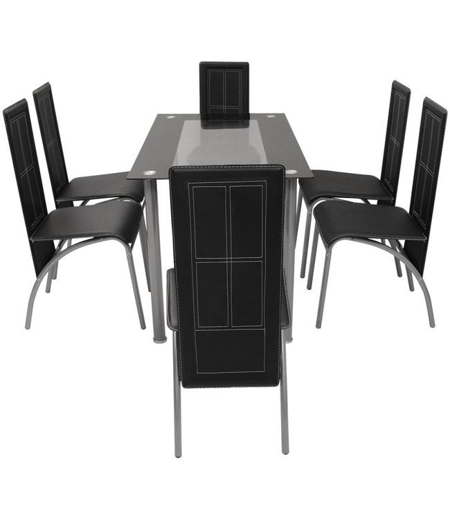 Eetkamerset zwart 7-delig