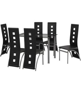 Eetkamerset zwart 7-delig