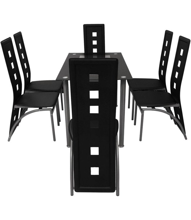 Eetkamerset zwart 7-delig