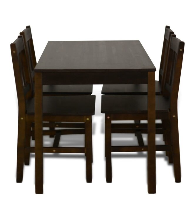 Houten eetkamertafel met vier stoelen (bruin)