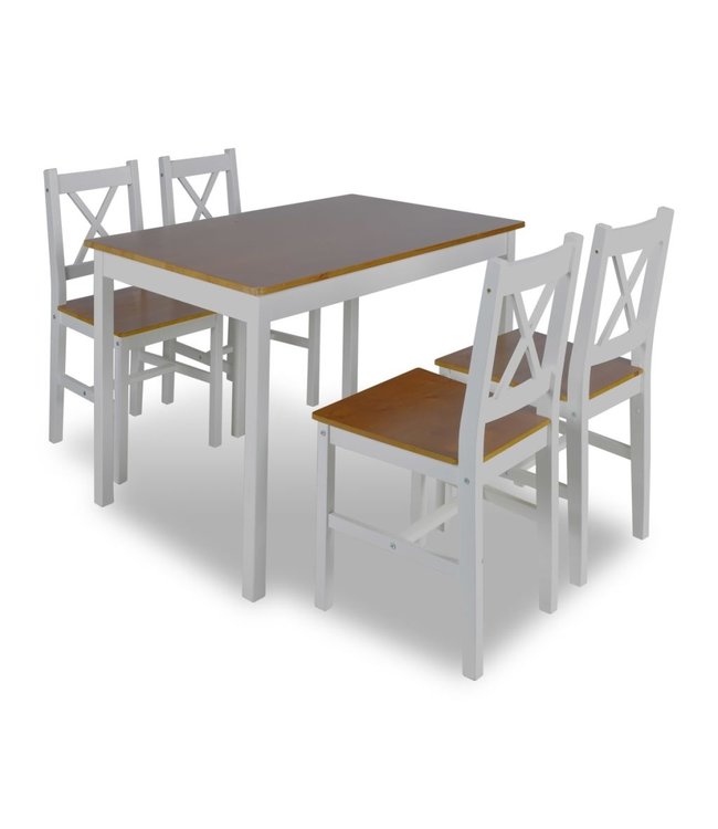 5-delige Eethoek bruin en wit