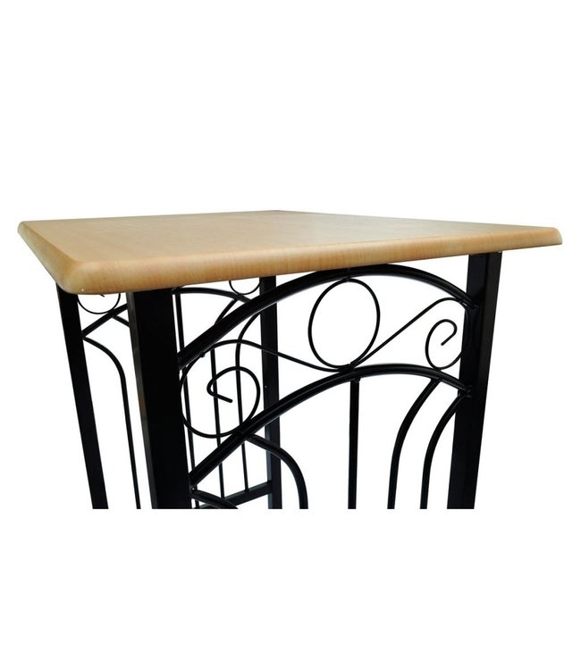 Eetset hout met zwart staal tan