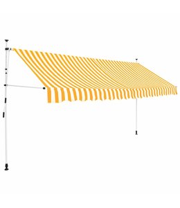 Luifel handmatig uitschuifbaar 350 cm geel en witte strepen