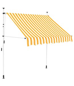 Luifel handmatig uitschuifbaar 200 cm geel en witte strepen