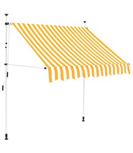 Luifel handmatig uitschuifbaar 150 cm geel en witte strepen