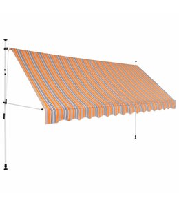 Luifel handmatig uitschuifbaar 400 cm geel en blauwe strepen