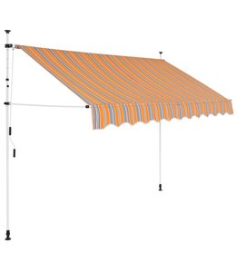Luifel handmatig uitschuifbaar 250 cm geel en blauwe strepen