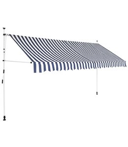 Luifel handmatig uitschuifbaar 400 cm blauw en witte strepen