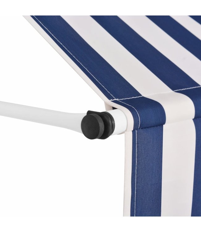 Luifel handmatig uitschuifbaar 350 cm blauw en witte strepen