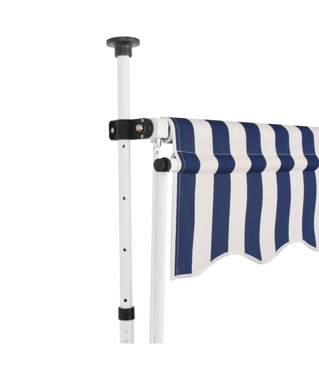Luifel handmatig uitschuifbaar 250 cm blauw en witte strepen
