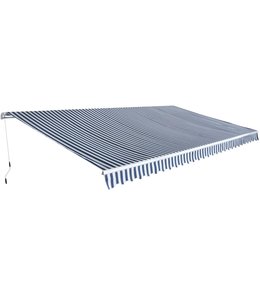 Luifel handmatig uittrekbaar 600 cm blauw/wit