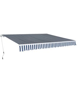 Luifel handmatig uitschuifbaar 400 cm blauw/wit