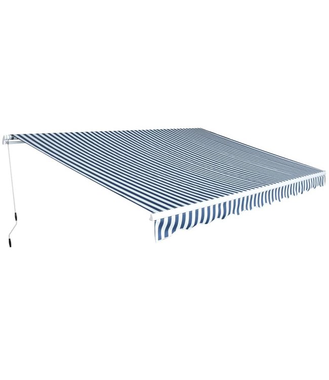 Luifel handmatig uitschuifbaar 450 cm blauw/wit