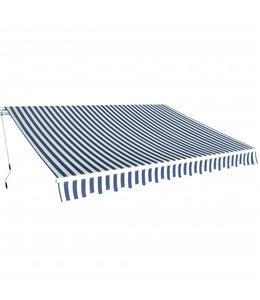 Luifel handmatig uitschuifbaar 350 cm blauw/wit