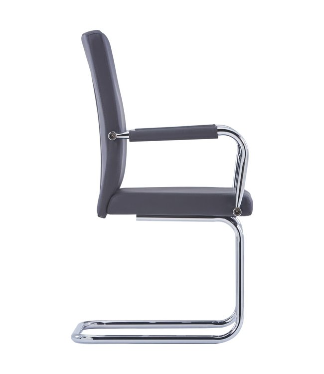 Eetkamerstoelen 4 st kunstleer grijs