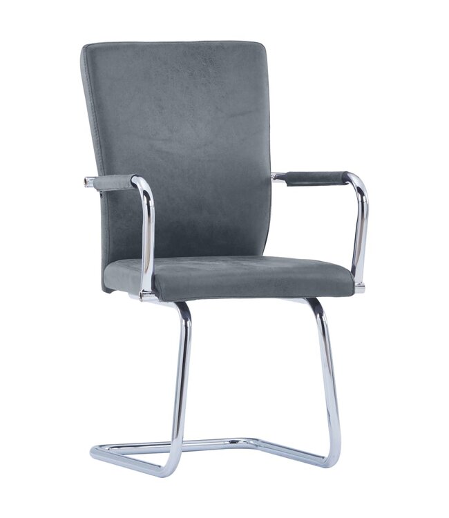 Eetkamerstoelen 4 st kunstleer suèdegrijs