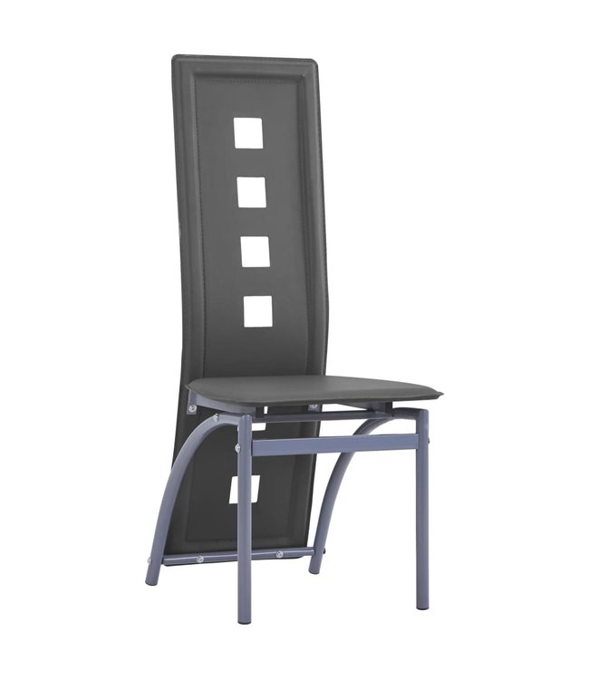 Eetkamerstoelen 6 st kunstleer grijs
