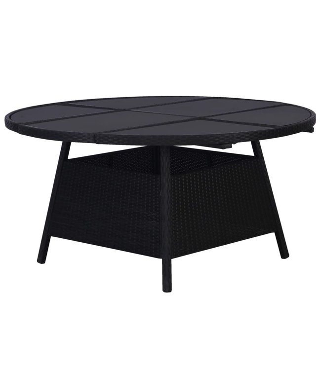 9-delige tuinset met kussens poly rattan zwart