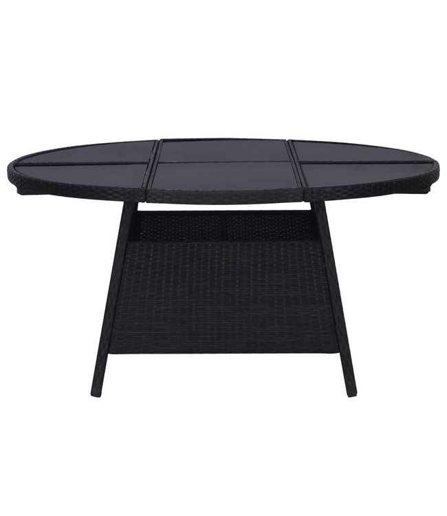 9-delige tuinset met kussens poly rattan zwart