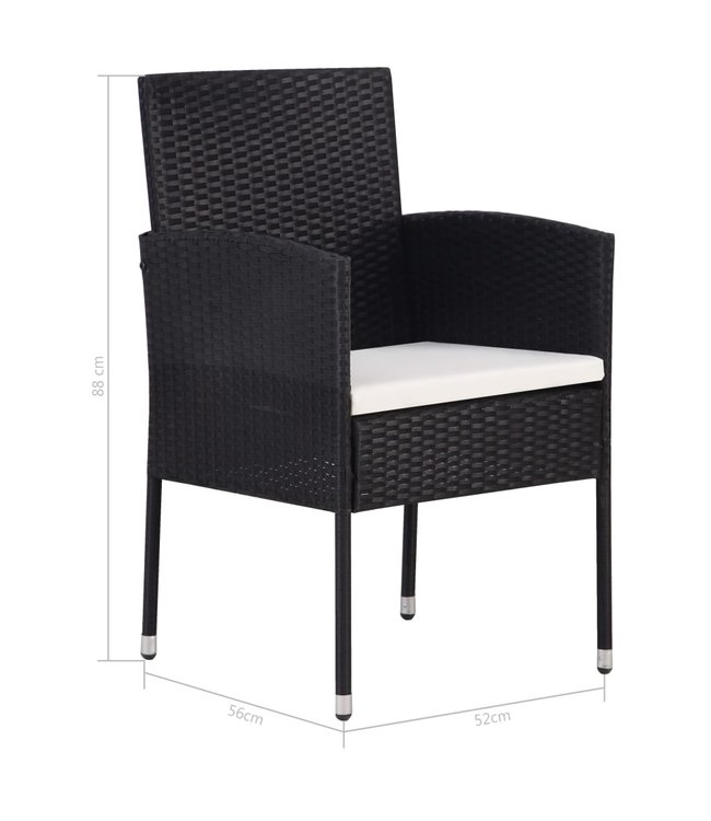 9-delige tuinset met kussens poly rattan zwart