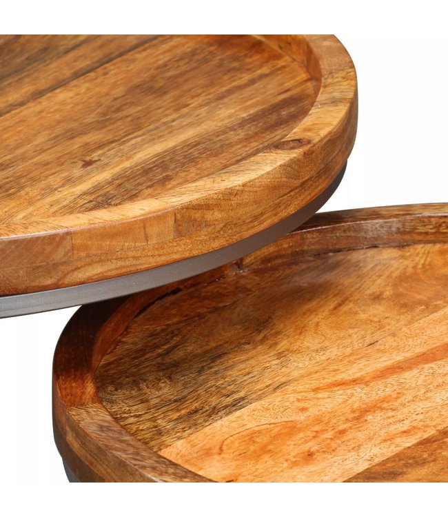 Bijzettafel 2 delig massief mango hout